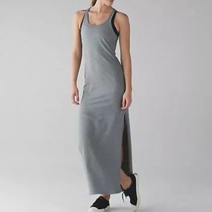 LULULEMON REFRESH MAXI DRESS HEATHERED GREY sleeveless with side slits